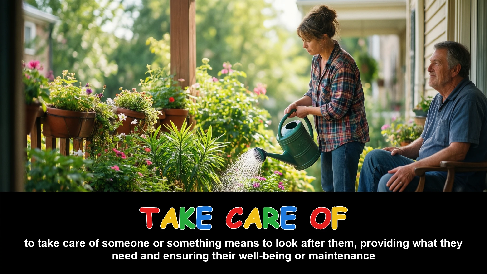 English Illustration for take care of